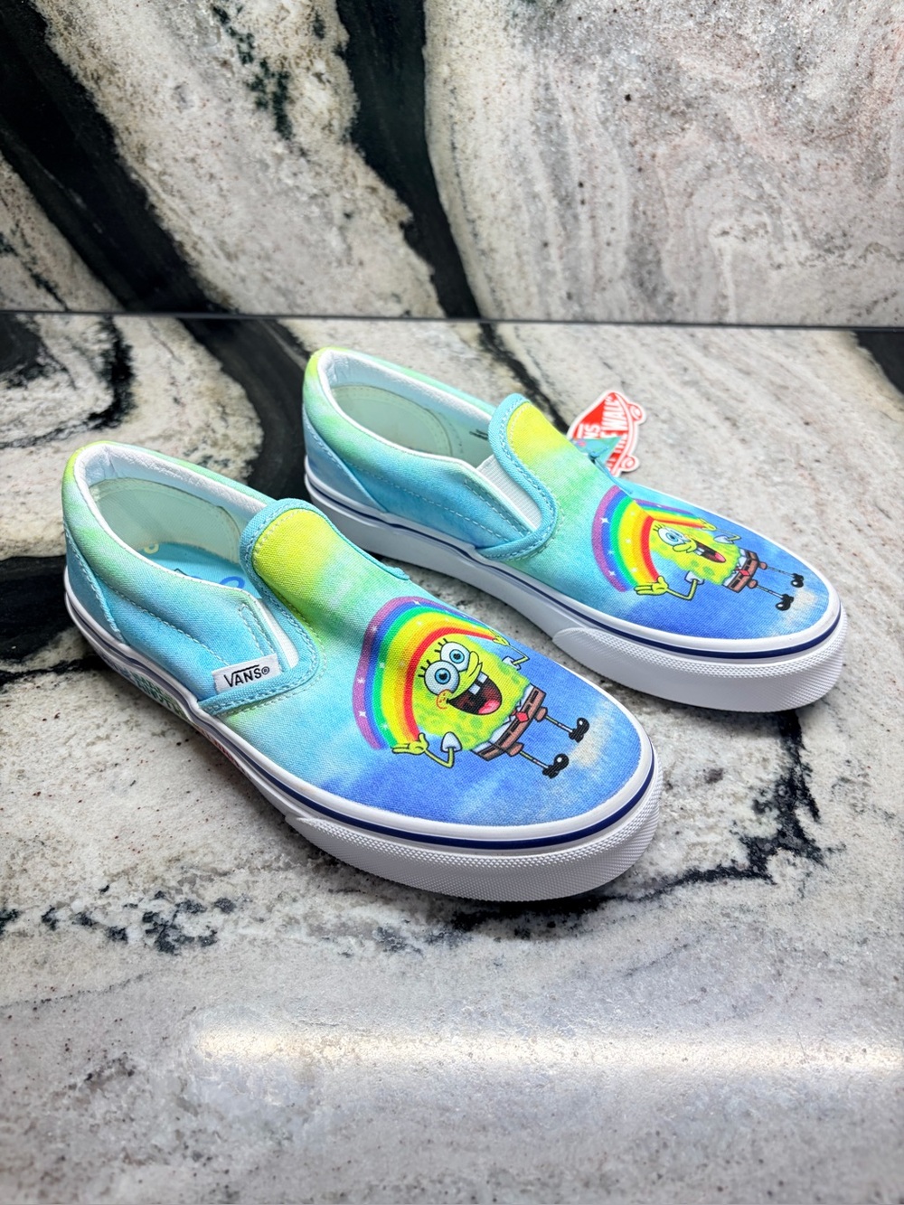 Vans x SpongeBob SquarePants Classic Slip-On Shoes Youth Size 3 Rainbow NWT